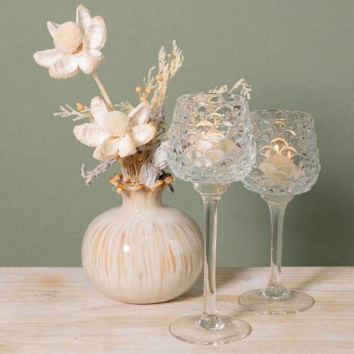 gjenstander Telysholder i glass med kjegleformet base, H19,5/22,5 cm, sett med 2 stk.