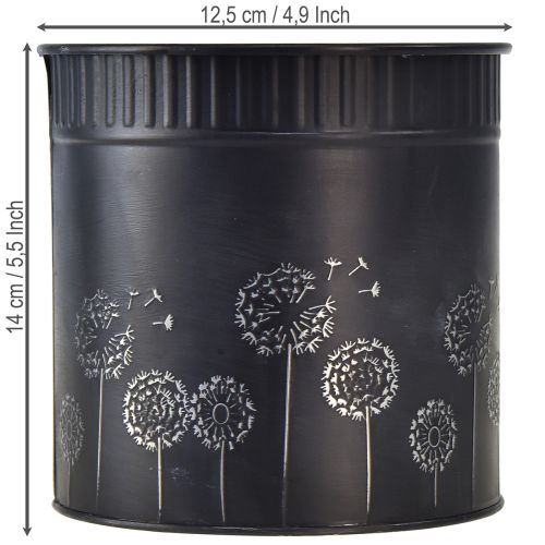 Løvetannblomsterpotte, svart, Ø12,5 cm, H14 cm | Floristik24.no