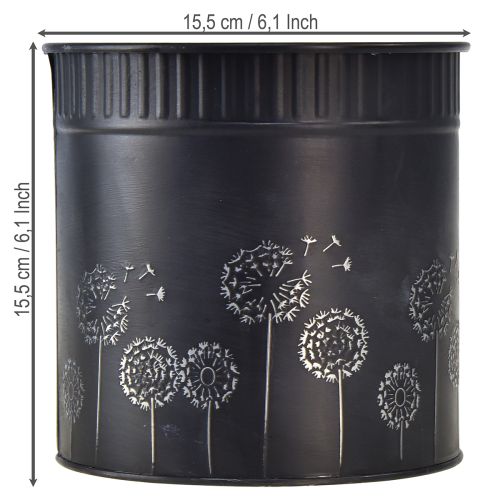 Løvetannblomsterpotte, svart, Ø15,5 cm H15,5 cm | Floristik24.no