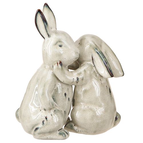 Floristik24 Keramiske kaninfigurer Grå – Søt påskepynt 2stk 22cm
