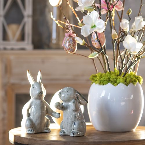 Floristik24 Keramiske kaninfigurer Grå – Søt påskepynt 2stk 22cm