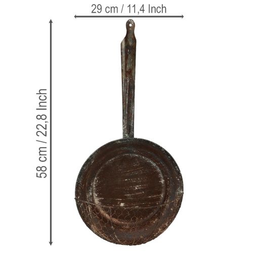 gjenstander Veggdekorasjon i metall, dekorativ kurv, rustfarget dekorativ panne, brun, H58 cm