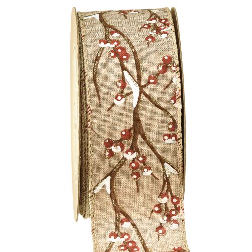 Julebånd vinterrognebær rød hvit B50mm L10m