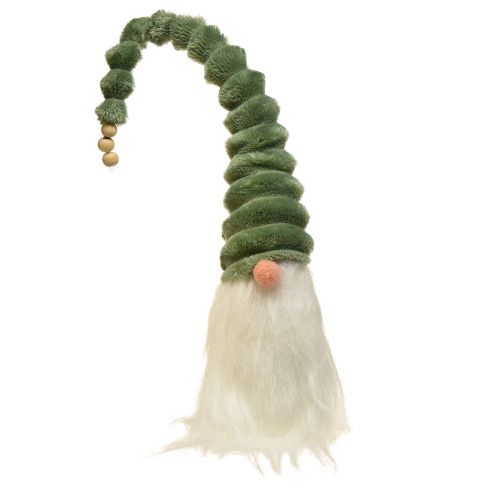 Festlig nisse med spiralgrønn lue og hvitt skjegg 65cm - Skandinavisk julemagi til hjemmet ditt - 2 stk.