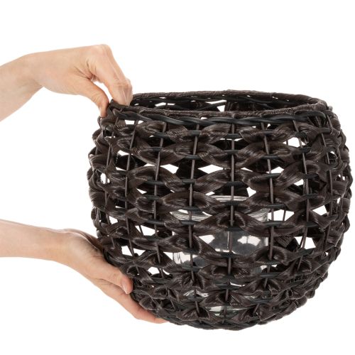 Vevd telysholder, svart og brun, sommerdekorasjon, Ø31 cm H25 cm | Floristik24.no