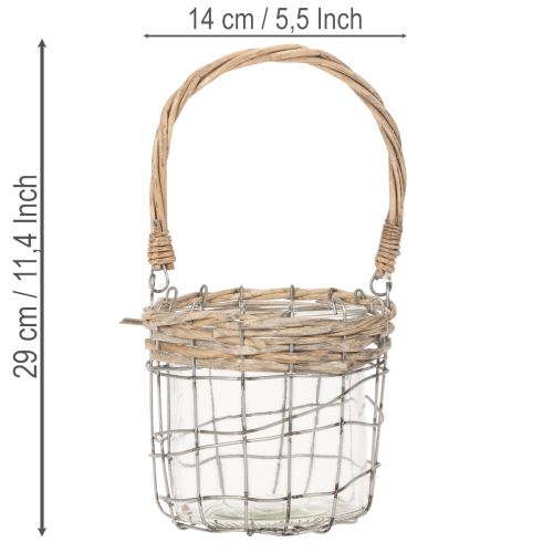 Hengende lykt, glass, metall, pil, Ø14,5 cm, 2 stk. | Floristik24.no