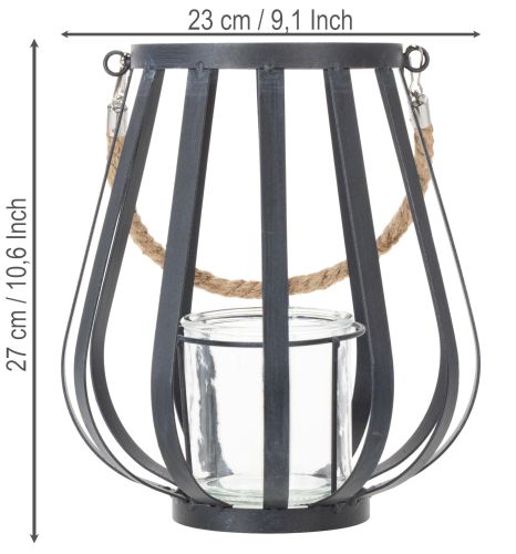 gjenstander Metalllykt med glass, antrasitt, Ø23 cm, H27 cm