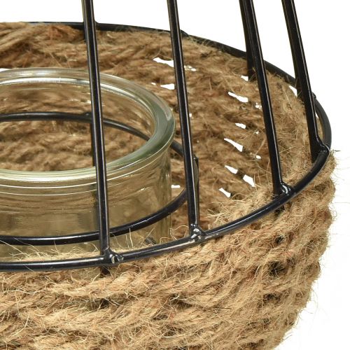 gjenstander Lykt med håndtak og glass sort natur Ø18cm H22cm