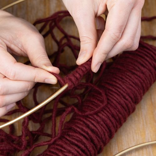 gjenstander Veketråd, ullsnor, Bordeaux, 55 m snor, blomsterdekorasjon, håndverk, DIY