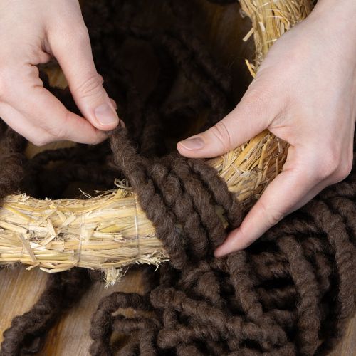 gjenstander Fluffy Mirabell ullsnor, brun, 25m dekorativt bånd for blomsterdekorasjon og håndverk