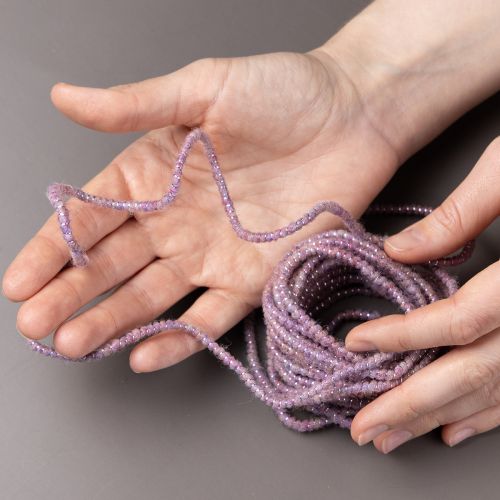 gjenstander Ulsnor med rosa og gulltråd, 5m x 5mm med ståltråd, til dekorasjon og håndarbeid