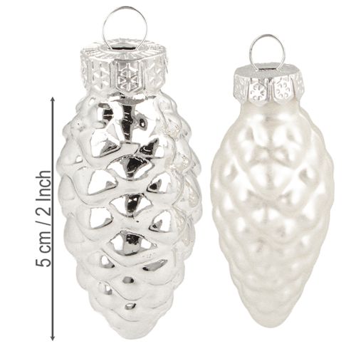 gjenstander Kjegler i glass, sølv, 5 cm, 14 stk.