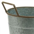 Floristik24 Metallkrukke for planting, plantekasse med håndtak, cachepot sølv, brun Ø21cm H30,5cm
