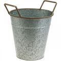 Floristik24 Metallkrukke for planting, plantekasse med håndtak, cachepot sølv, brun Ø21cm H30,5cm