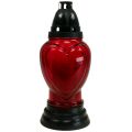 Floristik24 Gravlys glass hjertegravering gravlykt rød Ø11cm H26cm