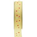 Floristik24 Gavebånd med prikker bånd gul 25mm 18m
