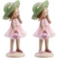 Floristik24 Dekorative figurer jente med hatt rosa grønn 6,5x5,5x14,5cm 2stk