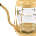 Floristik24 Telysholder glass lanterne tekanne oransje Ø15cm H26cm