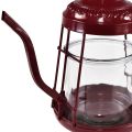 Floristik24 Telysholder glass lanterne tekanne rød Ø15cm H26cm
