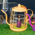 Floristik24 Telysholder glass lanterne tekanne oransje Ø13cm 22cm