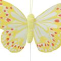 Floristik24 Dekorative sommerfugler på trådfjær oransje gul 7×11cm 12stk