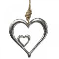 Floristik24 Anheng dekorativt hjertemetall sølv naturlig 10,5x11x0,5cm