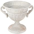 Floristik24 Antikk trofé med håndtak metalldekor vintage grå hvit H18cm