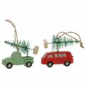 Floristik24 Juletrepyntbil med granrød / grønn 2stk