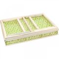 Floristik24 Bambus sengebrett, sammenleggbart serveringsbrett, trebrett med flettemønster i grønne og naturlige farger 51,5×37cm