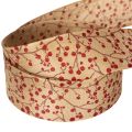 Dekorative båndgrener med røde glitterbær, 40 mm x 15 m | Floristik24.no