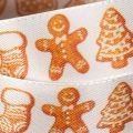 Gavebånd med pepperkakefigurer. Festlig bånd til julegaver. 25 mm x 18 m. | Floristik24.no