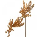Floristik24 Blomsterplugg bie, rustdekor, dekorativ plugg patina L31/32cm 6stk