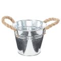 Floristik24 Blank metallbøtte med tauhåndtak, Ø12 cm