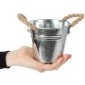 Blank metallbøtte med tauhåndtak, Ø12 cm | Floristik24.no