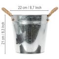 Blank metallbøtte med tauhåndtak, Ø22 cm | Floristik24.no