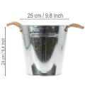 Blank metallbøtte med tauhåndtak, Ø25 cm | Floristik24.no