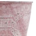 Floristik24 Tinnkanne vasket rosa dekorert Ø14cm H12,5cm