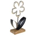 Floristik24 Blomster Metalldekor Sølv Svart Trebunn 15×30cm