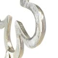 Blomster Metalldekor Sølv Svart Trebunn 15×30cm | Floristik24.no