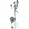Floristik24 Hagedekorasjon, dekorativ plugg blomsteralv, vårdekorasjon, metallplugg, fe med hjerter, Valentinsdag 2stk