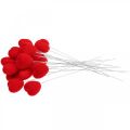 Floristik24 Blomsterplugg deco hjerte rød hjerteplugg 6x6cm H26cm 18 stk