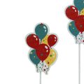 Floristik24 Blomsterplugg bukett dekorative kake topper ballonger fargerike 26cm 15stk