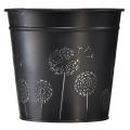 Floristik24 Blomsterkrukke sort sølv plantekasse metall Ø12,5cm H11,5cm
