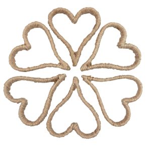Floristik24 Boho stil hjertemetallring dekorativ ring jutebånd 11cm 6stk