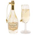 Anhengsett med champagneflaske og champagneglass, juletrepynt, 14 cm, 2 stk. | Floristik24.no