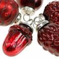 Floristik24 Minitre dekorasjon blanding høstfrukt og kuler rød, sølv ekte glass 3,4–4,4cm 10stk