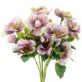 Floristik24 Kunstig julerosebukett med lilla blomster, 35 cm, 6 stk.