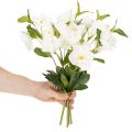 Julerose kunstig blomst hvit dekorativ kunstig blomsterbukett, 40 cm, 4 stk. | Floristik24.no