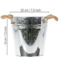 Dekorativ bøtteblomsterpotte i metall med tauhåndtak Ø20 cm | Floristik24.no