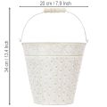 Dekorativ bøtte, hvitkalket, med håndtak, Ø20,5 cm, dekorasjon i metallpotte | Floristik24.no